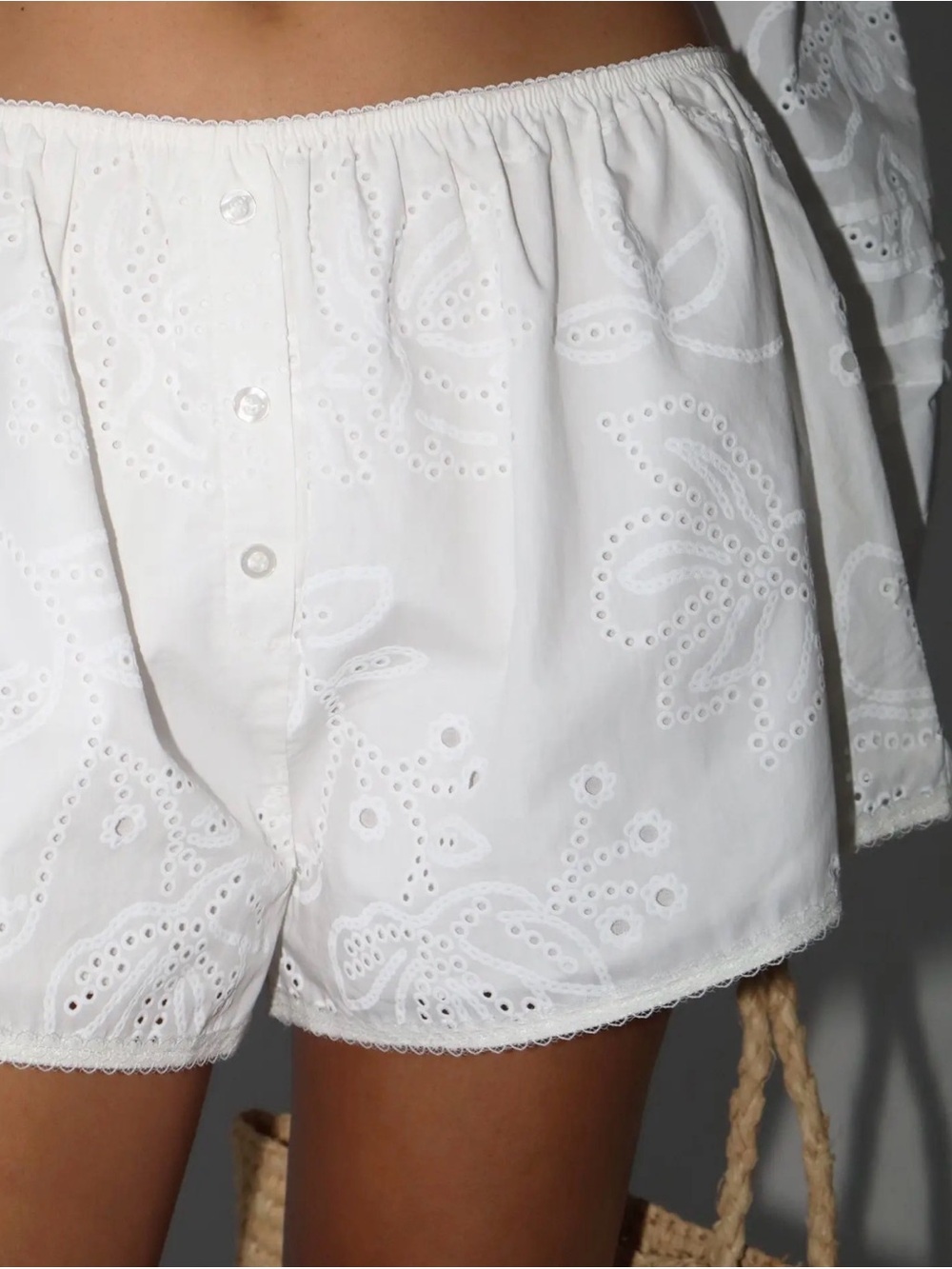 Bailey Rose White Eyelet Cotton Women's Shorts New